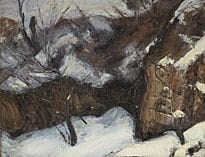 KURATA Hakuyo (lot de 2), Falaise d'hiver, 
huile 