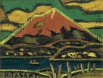 TASAKI Hirosuke, Le mont Fuji rouge, 
huile sur to