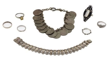 Conjunto de joyas de plata compuesto por seis anil