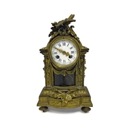 Orologio da tavolo in bronzo dorato, con la cassa 