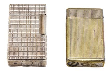 DUPONT 
Two silver plated metal lighters
H.: 5.5 c