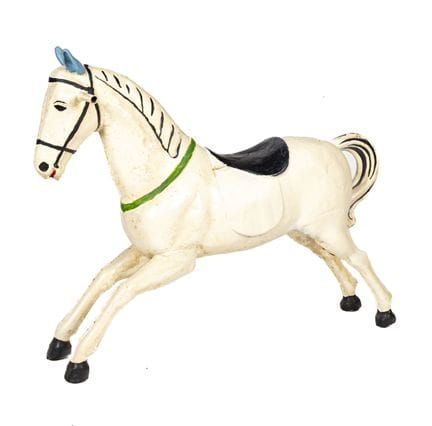 Cavallo da giostra in lamiera verniciata su base
O