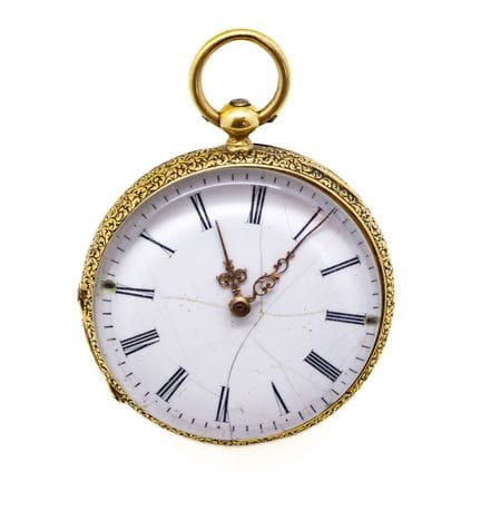Reloj de bolsillo, caja simple de oro de 14 K (585