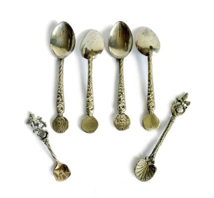 Juego de 4 cucharillas de café de metal plateado c
