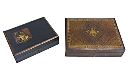 Set di 2 scatole in legno comprendente: 
- Scatola