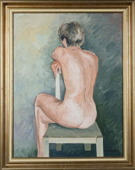 Lionel OUINE (1937-1994) 
"Nudo di schiena"
Olio s