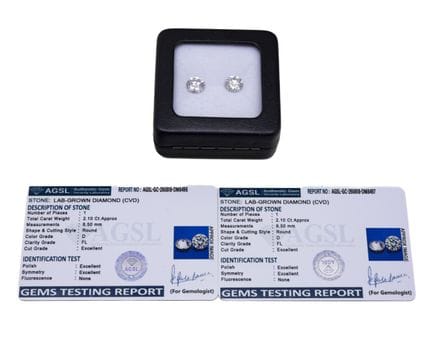 Lot de 2 diamants de laboratoire de synthèse sur p