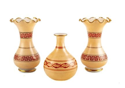 Set of 3 light pink opaline vases, including 1 pai