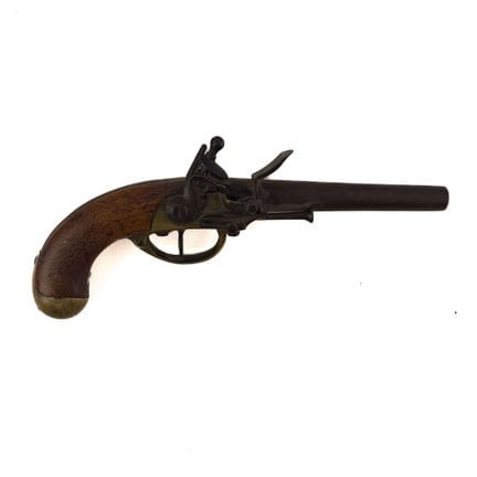 Pistolet de cavalerie à silex en bois et laiton, l