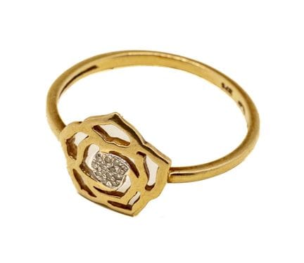 Bague en or jaune 9 K (375/1000) centrée d'une fle