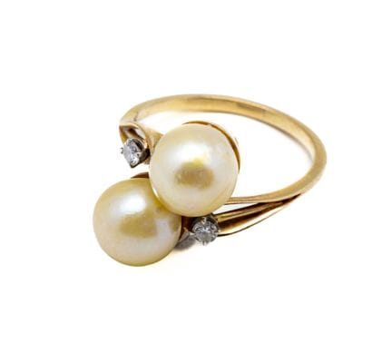 Bague toi et moi en or jaune 18 K (750/1000) serti