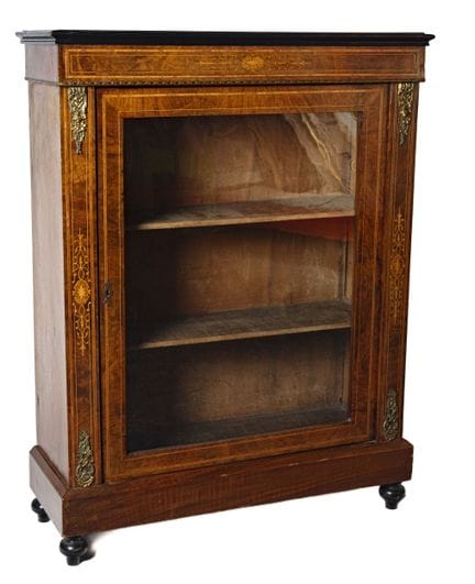 Vitrine en placage d'acajou, amarante et bois frui