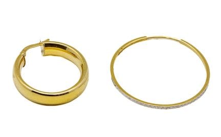 Lot de 2 créoles solitaires en or jaune 18 K (750/