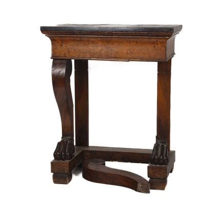 Console en acajou et placage d'acajou, ouvrant par