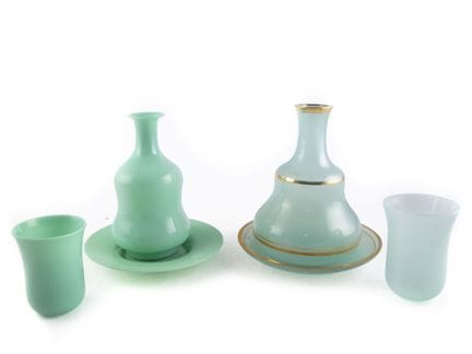 Set consisting of 2 pale green opaline dinner sets