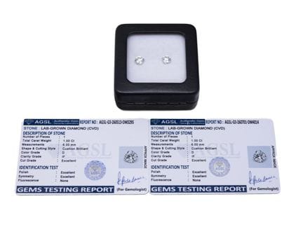 Lot de 2 diamants de laboratoire de synthèse sur p