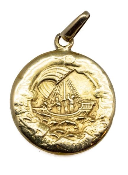 Médaille en or jaune 18 K (750/1000), figurant sai