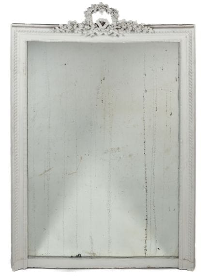 Miroir trumeau de forme rectangulaire en stuc et b