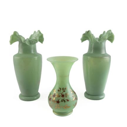 Set of sea-green opaline vases consisting of 1 pai