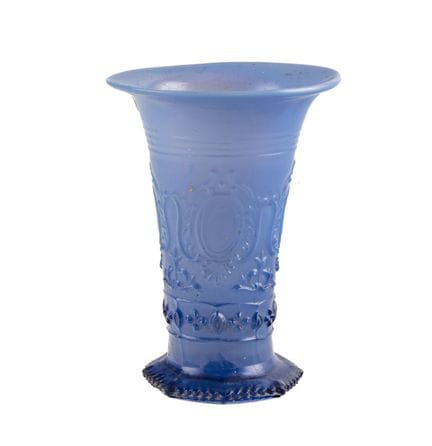 Opaline vase in shades of blue, with a relief deco