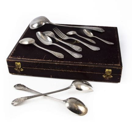 CHRISTOFLE,
Silver-plated Marly-style cutlery set,