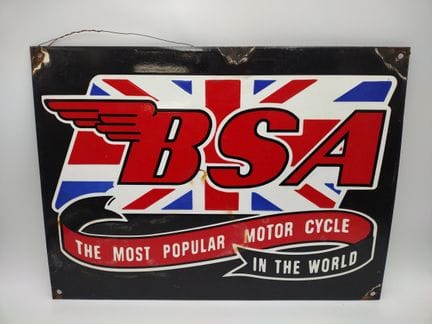 Insegna pubblicitaria smaltata BSA “La moto più po