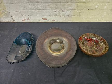 Collection Of Three Decorative Art Glass Bowls Inc