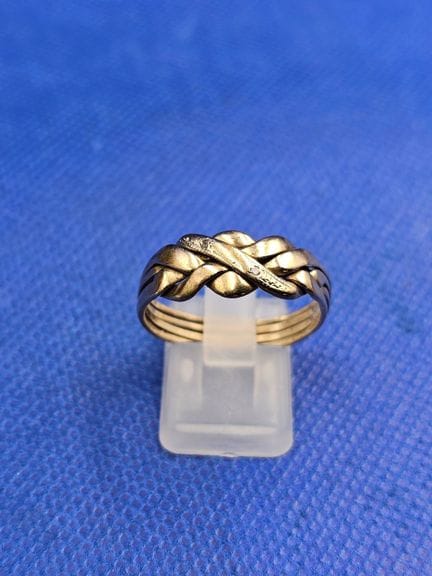 Bague vintage en or 9 carats, poinçonnée, à quatre