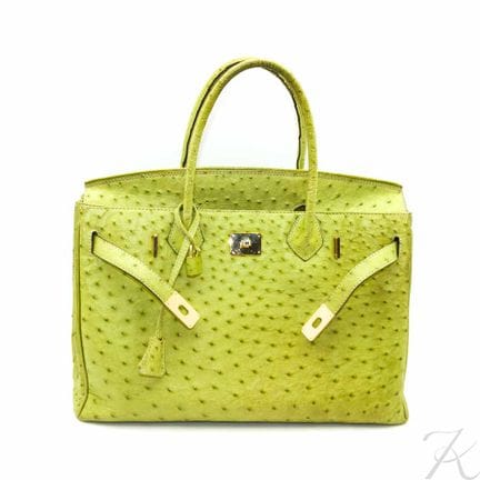 Borsa italiana in pelle di struzzo stile Birkin de