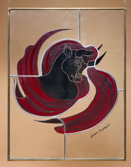 让·马雷（1913-1998），据
《黄道十二宫》
金牛座
彩色玻璃与黄铜框
签名并编号 3/15
