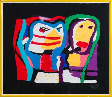 卡雷尔·阿佩尔（Karel APPEL，1921–2006）
丝网印刷作品，用水粉颜料在羊皮纸上进行