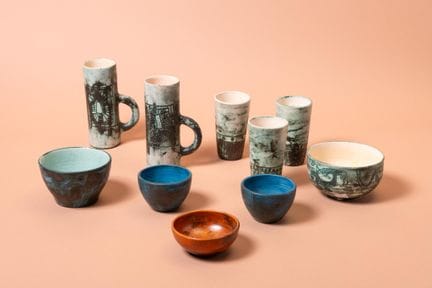 雅克·布林（Jacques BLIN，1920-1995）
套装包含 
 五只杯或碗、两只带耳杯、五