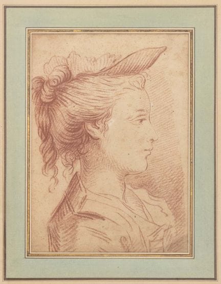Portrait français d'une femme au crayon rouge, XVI