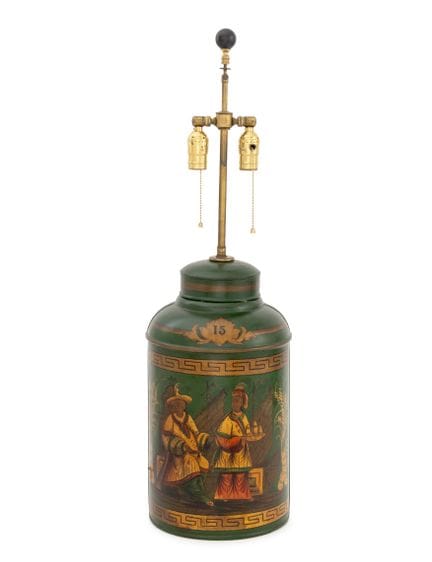Recipiente para té de estilo chinoiserie pintado d