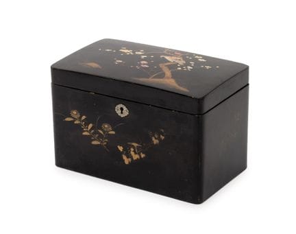 Caja de té japonesa lacada con incrustaciones de n