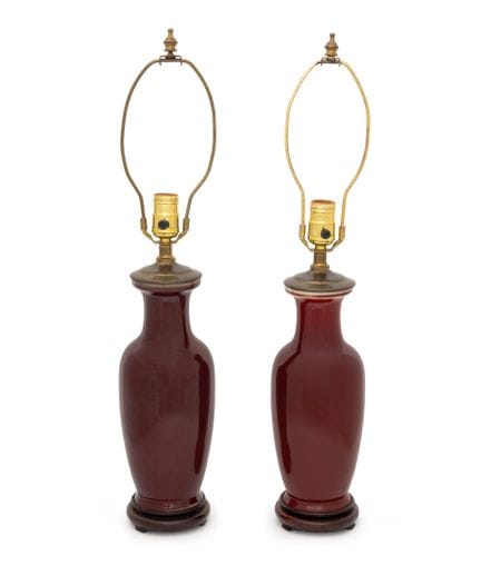 Jarrones chinos de porcelana de esmalte rojo cobre