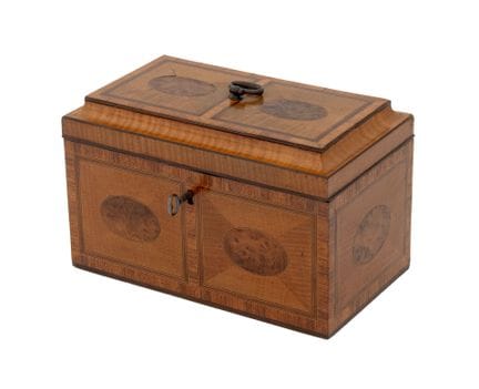 Caja para té de la época de Jorge III, de madera d