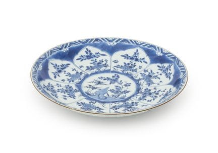 Piatto da portata cinese in porcellana blu e bianc