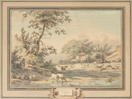 雅各布·卡茨（归因于）《田园风光》水彩画，1798年
雅各布·卡茨（荷兰，1741-1799）归因作