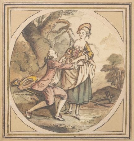 Scène d'amour française dans un paysage, XVIIIe si