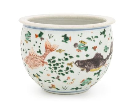 Pecera china de porcelana «Wucai» de la época de K