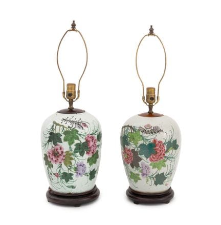 Jarras chinas de porcelana «Famille Rose» converti