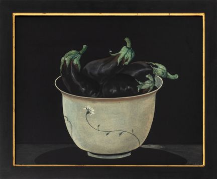 雅克·费格《碗中的茄子》 木板油画
雅克·费格（法国，生于1940年），《碗中的茄子》静物画，木板油