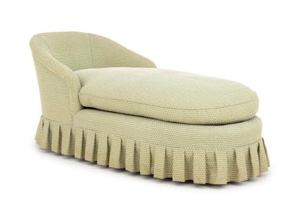 Chaise longue tapizada en tela verde de estilo vin