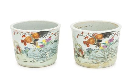 Jardineras chinas de porcelana «Famille Rose», par