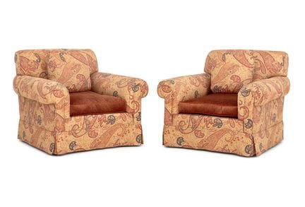 Sillones cómodos tapizados con estampado Paisley, 