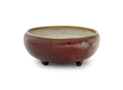 Incensiere cinese a tre piedi in ceramica smaltata