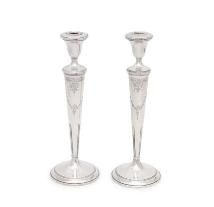 Candelabros estadounidenses de plata de ley con pe