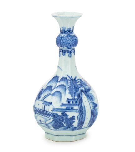 Jarrón chino de porcelana azul y blanca, hacia 174