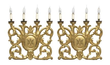 COPPIA CANDELABRI DA PARETE, XVIII SECOLO
a quattr